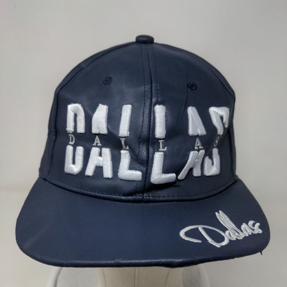 Dallas Snapback Hat Blue One Size Embroidered Adjustable PU Leather