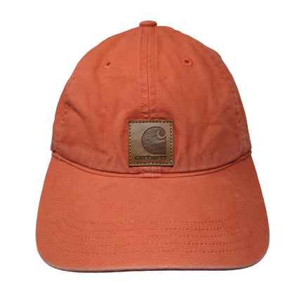 Carhartt Strapback Hat Orange OSFA Adjustable Patch Logo 6 Panel Cotton