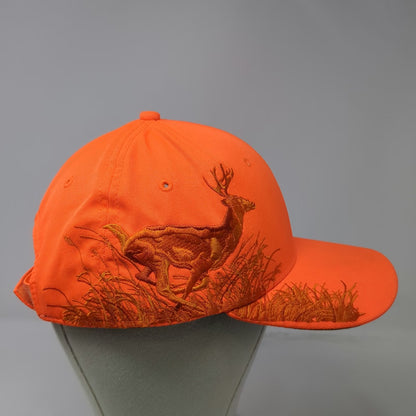 Authentic Wildlife Series Baseball Cap Orange One Size Embroidered Buck Hunt Hat