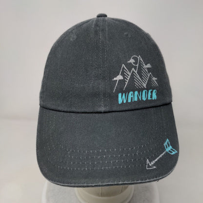 Wander Strapback Hat Gray One Size Adjustable Vented Holes 6 Panel Anvil Cotton