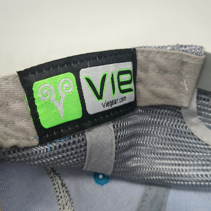 Vie Trucker Hat Blue Gray White One Size Mesh Floral Longhorn Skull Embroidery