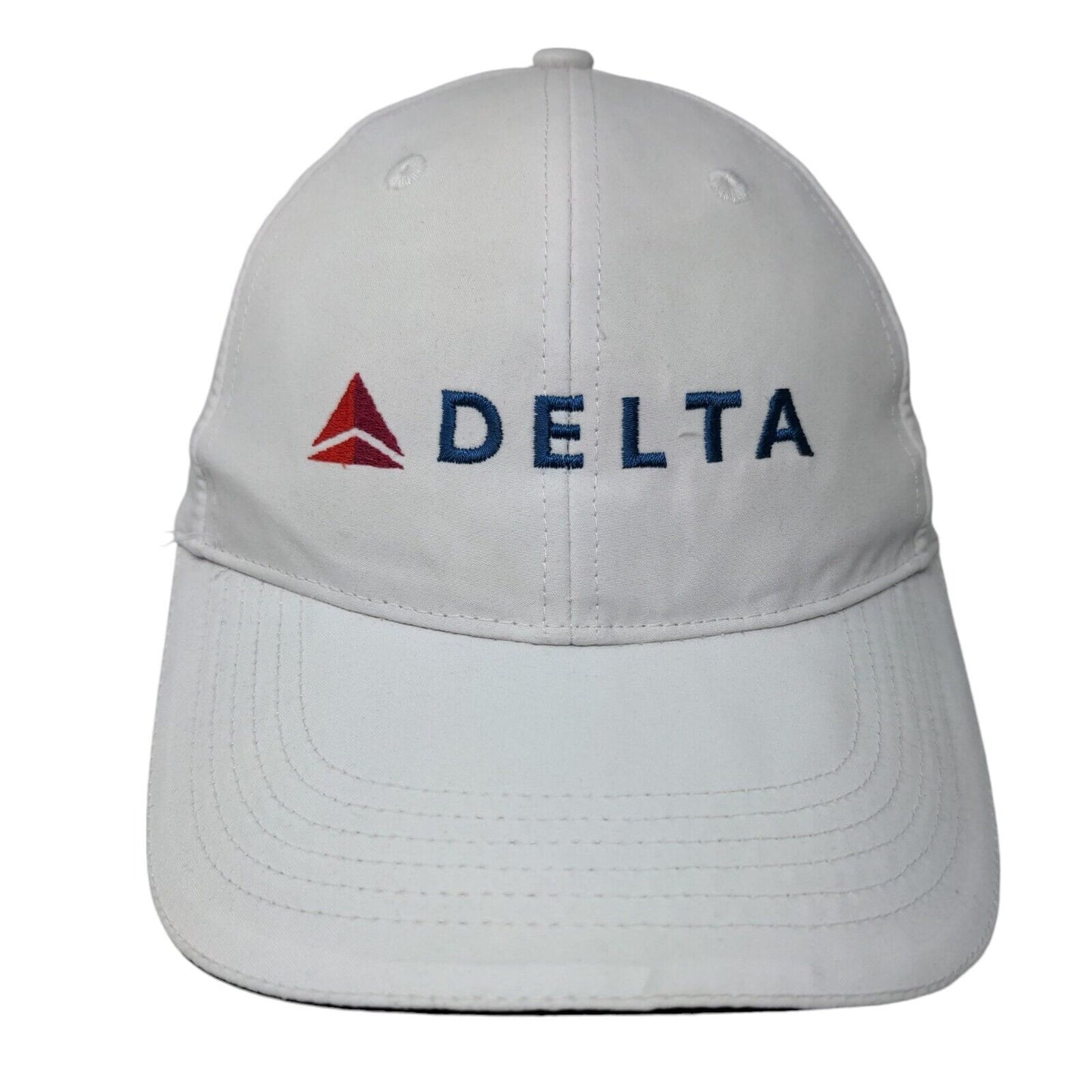 Delta Strapback Hat White One Size Adjustable Embroidered Vented Holes Adams
