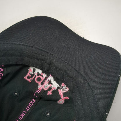 Fight Like a Girl Baseball Cap Black One Size Pink Ribbon Studded Slideback Hat
