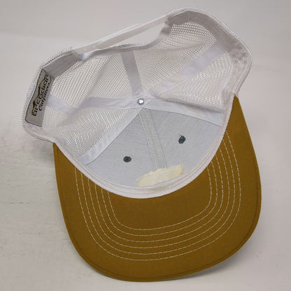 Arcadian Outfitters Trucker Hat Gray Gold White One Size Leather Patch Jackalope
