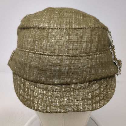 Gypsy & Loic Army Cap Green One Size Up-cycled Cotton Buttons Frayed Elastic Hat