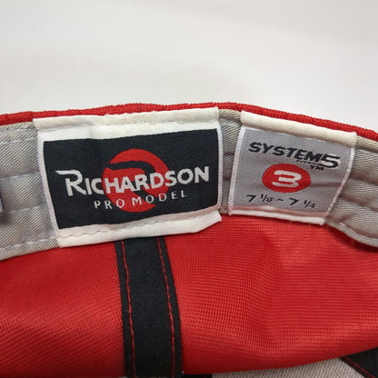 Richardson Baseball Cap Red 7 1/4 Pro Model Mesh Fitted White Black R Logo Hat