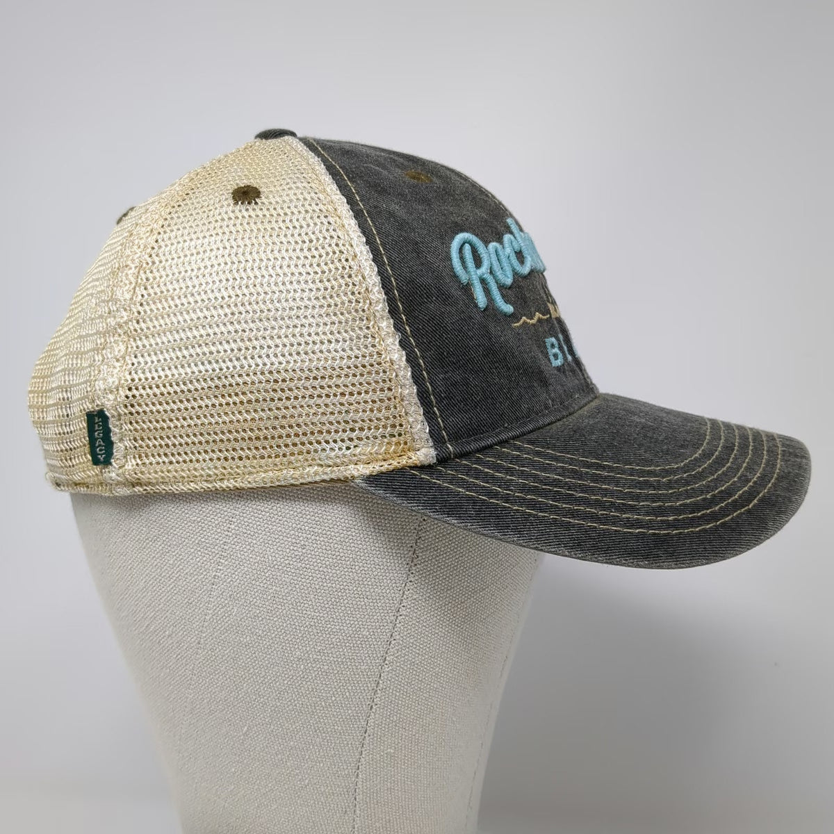Legacy Trucker Hat Gray One Size Rockaway Beach Snapback Mesh Back Embroidered