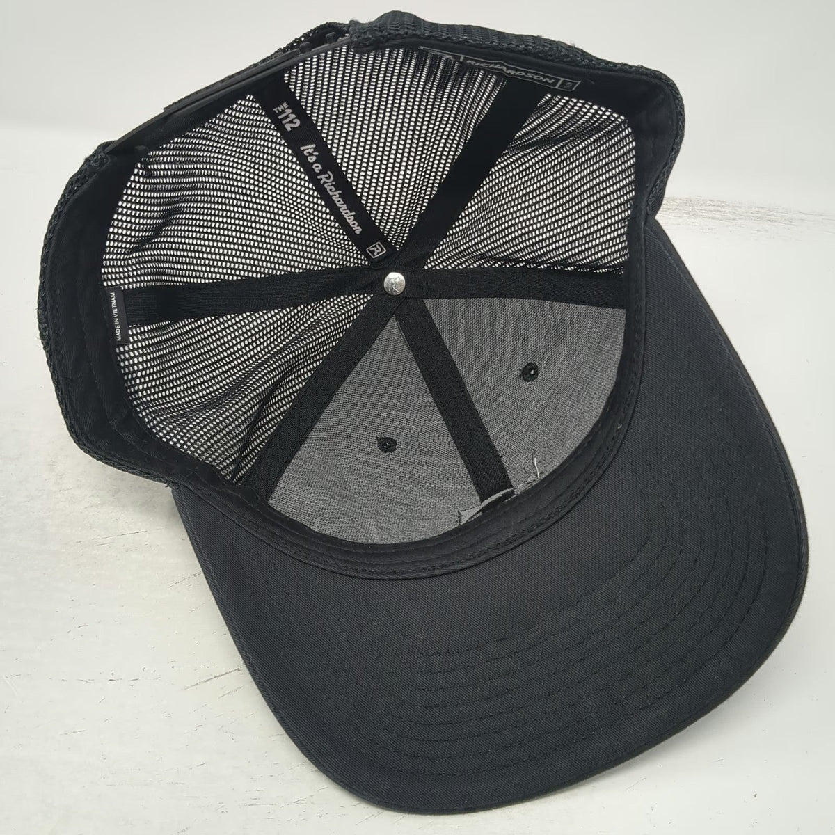 Richardson Trucker Hat Black L Mesh Snapback Simpson Strong-Tie Side Patch Logo