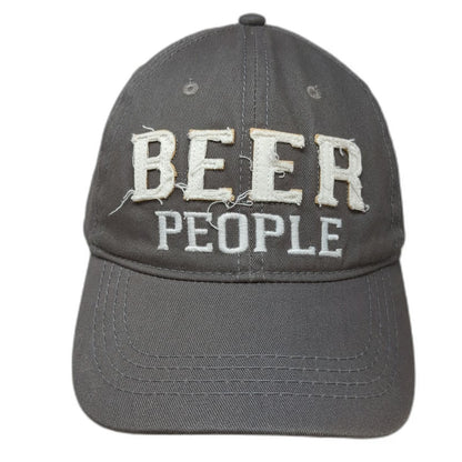 We People Baseball Cap Gray One Size Beer Patch Frayed Slideback Hat Underbrim