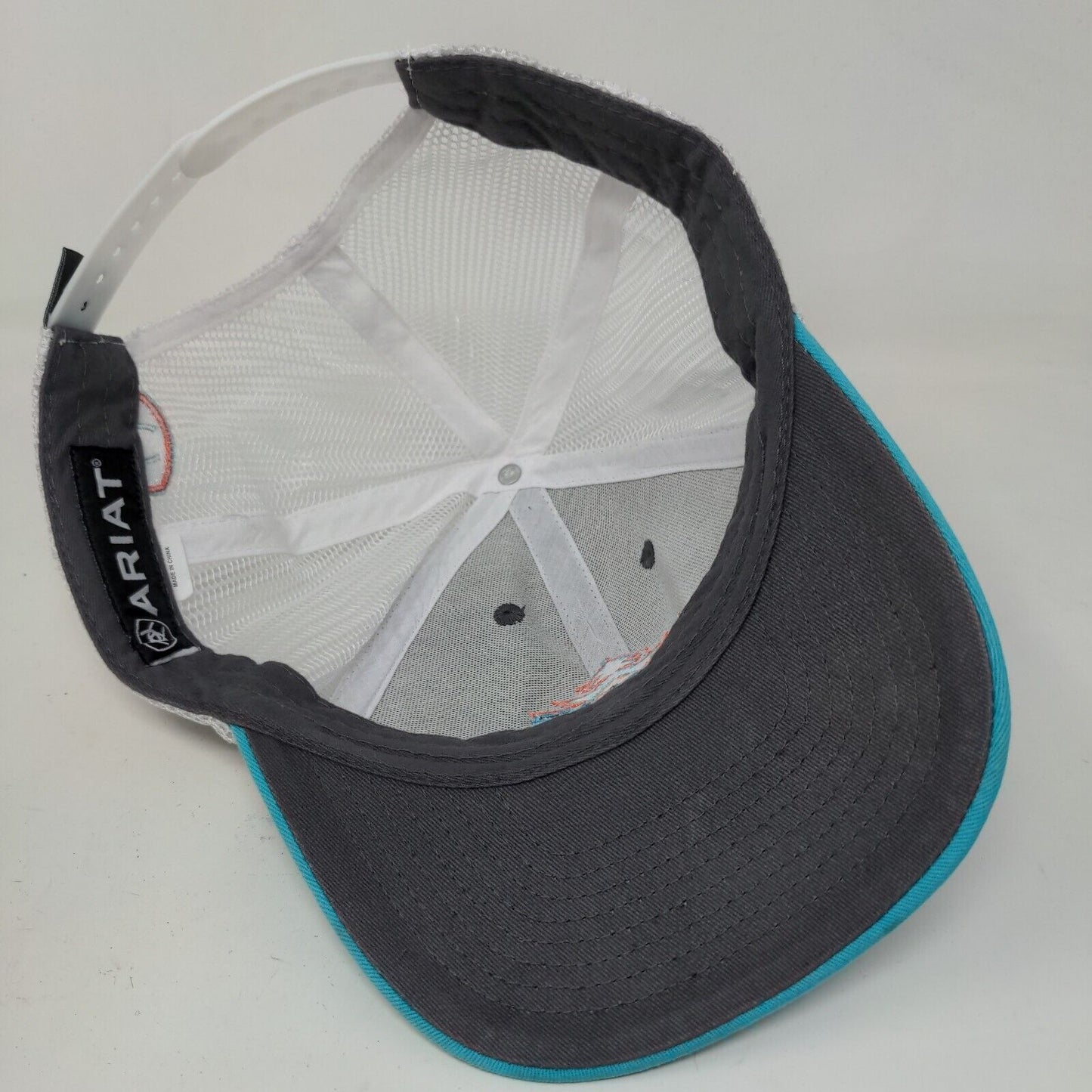 Ariat Boy's Snapback Mesh Back Hat Black Turquoise OSFM Embroidered Western Logo