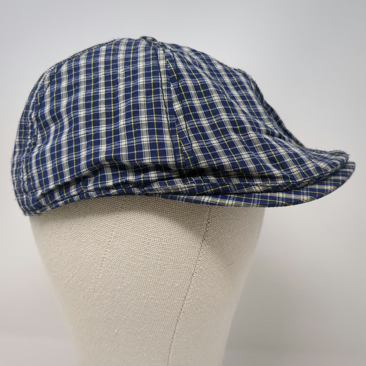 Ben Sherman Newsboy Cap Blue M Plaid Pattern Fitted Hat Classic Checkered