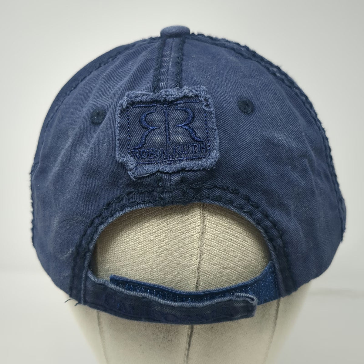 Robin Ruth 5 Panel Blue One Size Strapback California Bear Logo Hat Cotton
