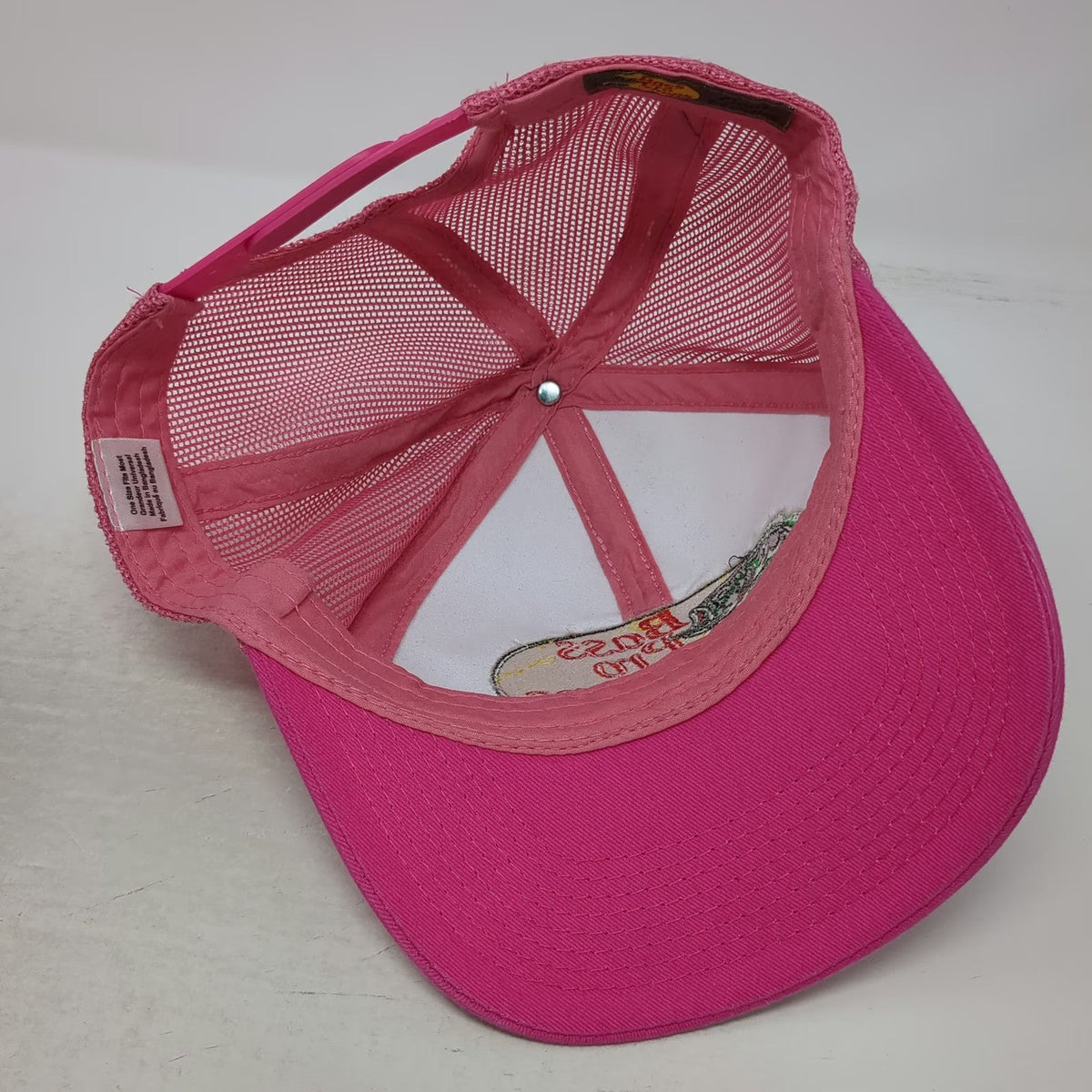Bass Pro Shops Trucker Hat Pink One Size Mesh Snapback Bass Fish Graphic