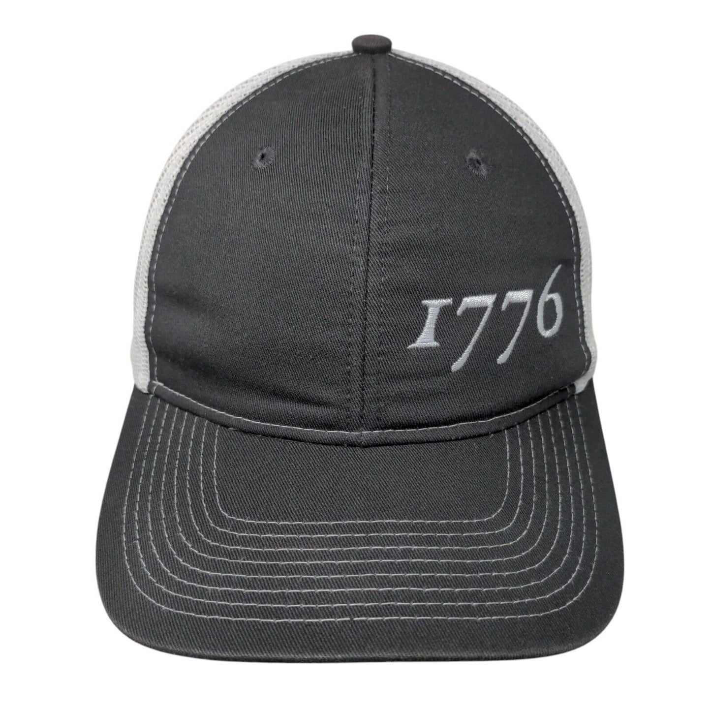 1776 Snapback Trucker Hat Gray One Size Adjustable Mesh Back Port Authority