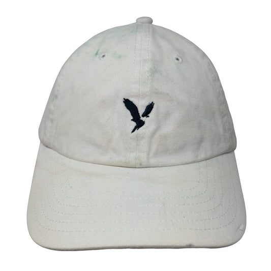 American Eagle Slideback Hat Cream One Size Embroidered Logo 6 Panel