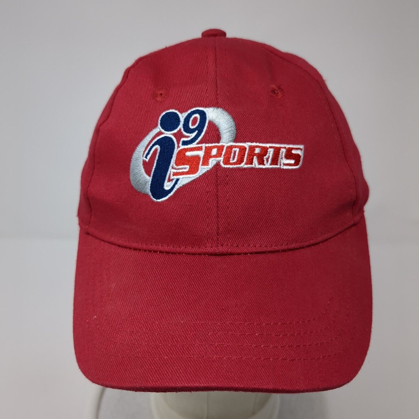 i9 Sports Strapback Hat Red One Size Adjustable Embroidered 6 Panel