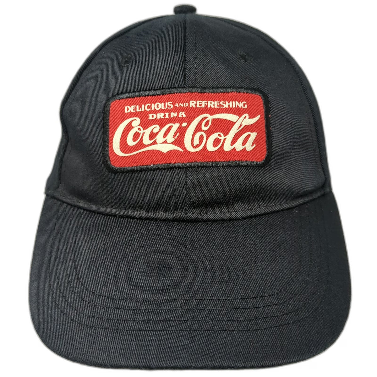 Coca-Cola Black Baseball Cap One Size Adjustable Strapback Patch Logo Drink Hat