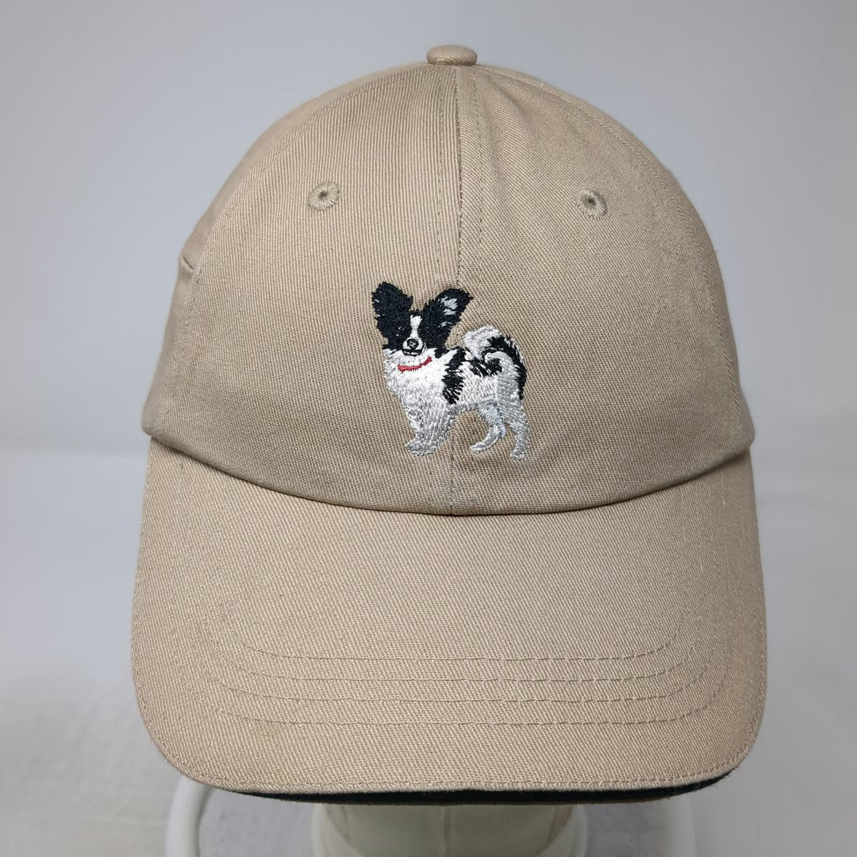 Your Breed Baseball Cap Beige One Size Zippered Side Pocket Papillon Dog Hat