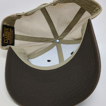 Yupoong Trucker Hat Brown OSFM Mesh Snapback Aquidneck Island Land Trust Logo