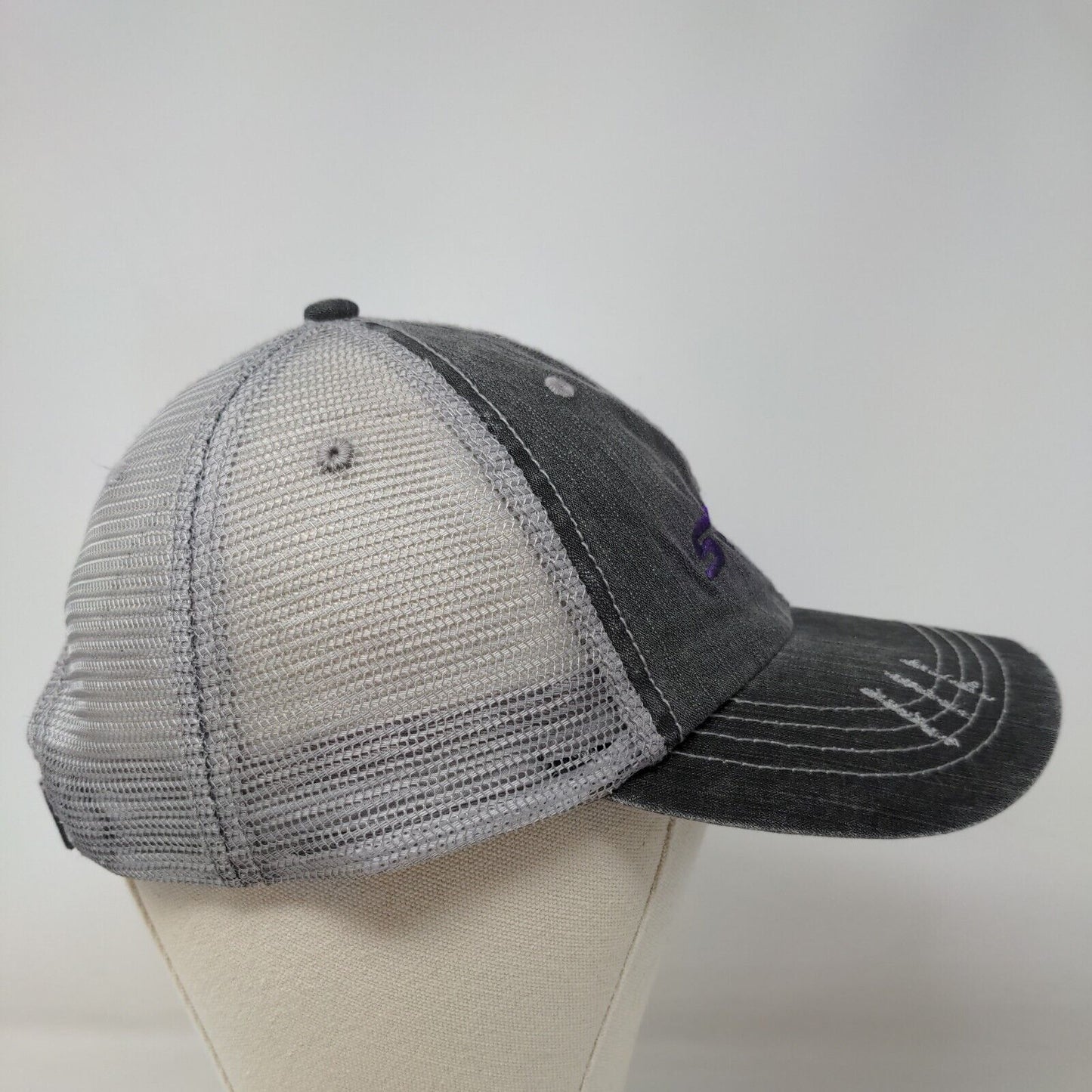 Unbranded Men's Strapback Meshback Hat Gray Embroidered Storm Logo Cotton Blend