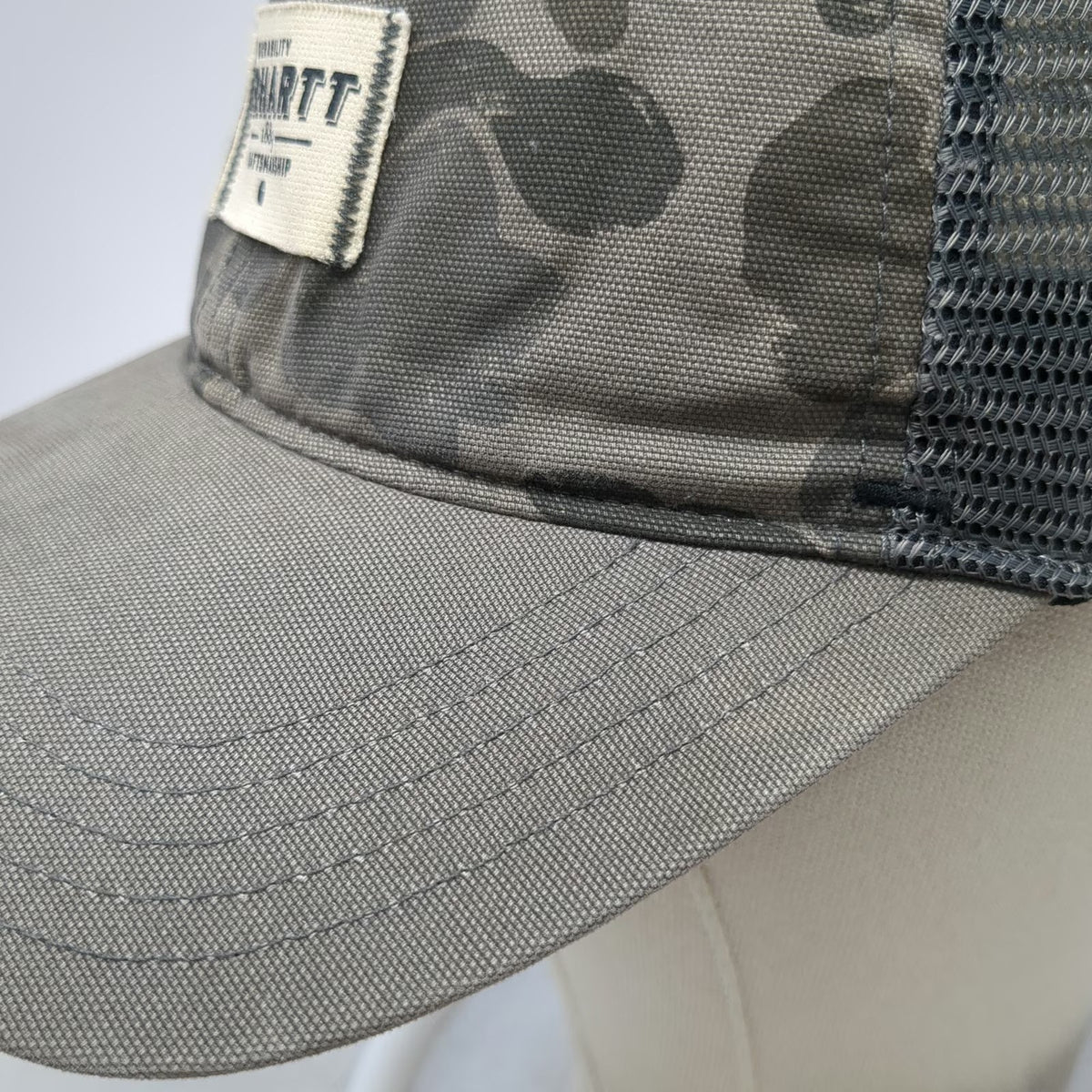 Carhartt Trucker Hat Gray Camouflage Mesh Back One Size Snapback Patch Hat