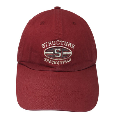 Structure Track & Field Strapback Hat Red One Size Adjustable 6 Panel