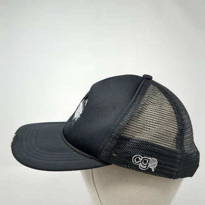Eco Lounge 2004 Snapback Trucker Hat Black OS Distressed Mesh Back Habitats