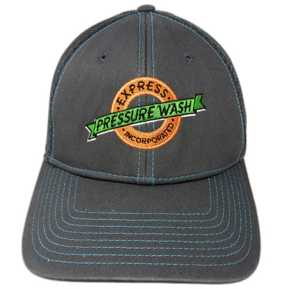New Era Baseball Cap Gray M Fitted 39THIRTY Mesh Back Pressure Wash Logo Hat