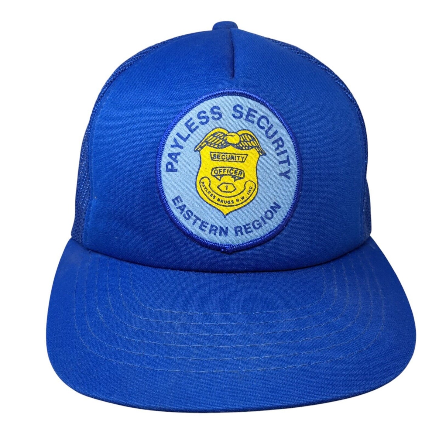 Payless Security Eastern Region Snapback Trucker Hat Blue OS Adjustable Mesh
