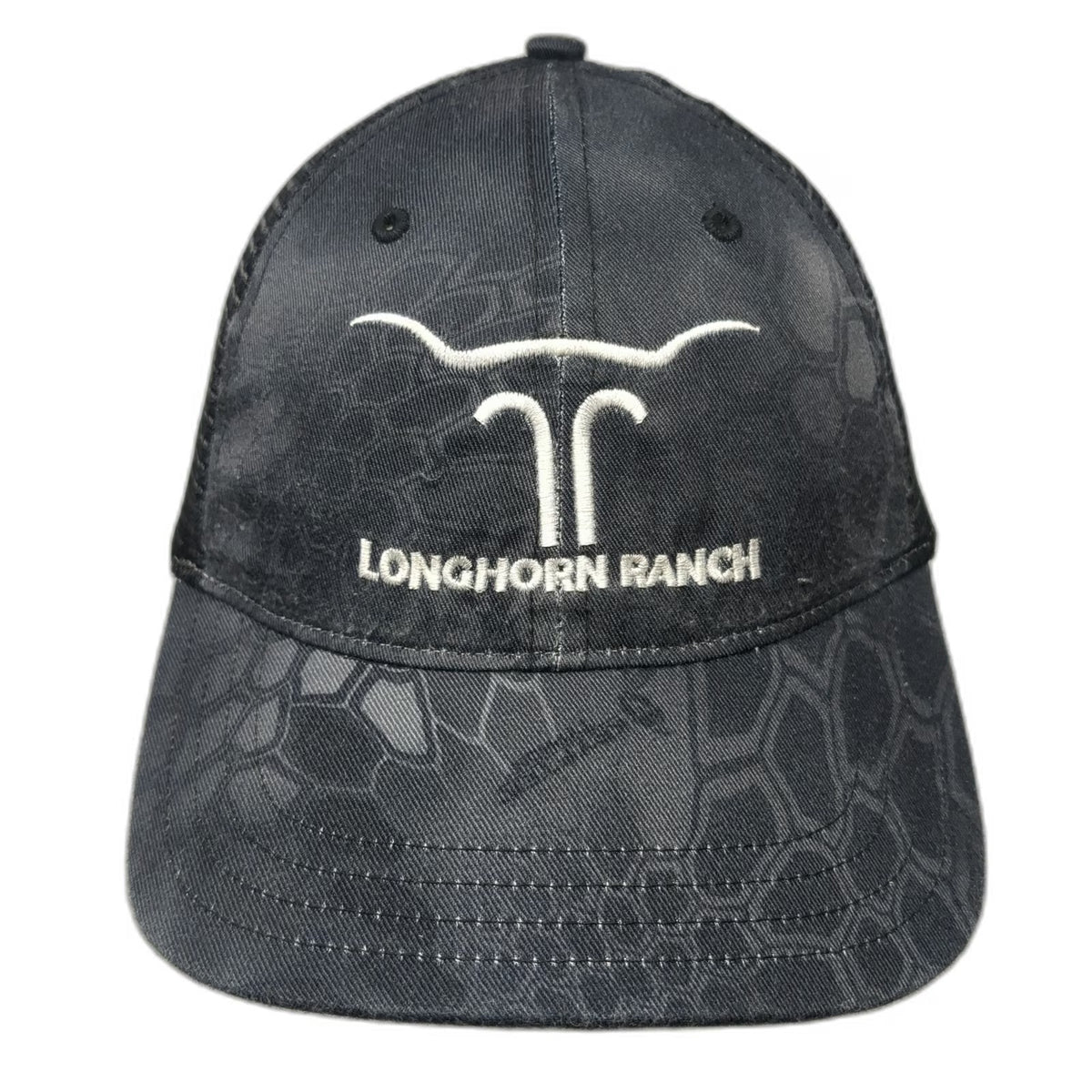 Richardson Trucker Hat Black L Longhorn Ranch Camo Mesh Snapback 111P Hat