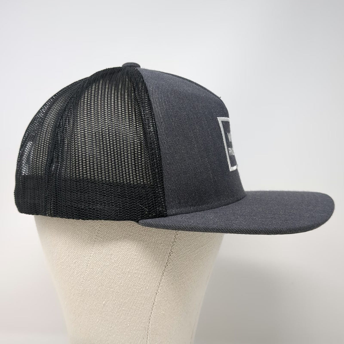 RVCA Trucker Hat Gray One Size Mesh Back Flat Brim Logo Graphic Snapback Square