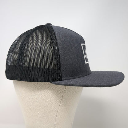 RVCA Trucker Hat Gray One Size Mesh Back Flat Brim Logo Graphic Snapback Square