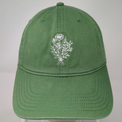 Mighty Fine Baseball Cap Green One Size Embroidered Flower Bouquet Slideback Hat