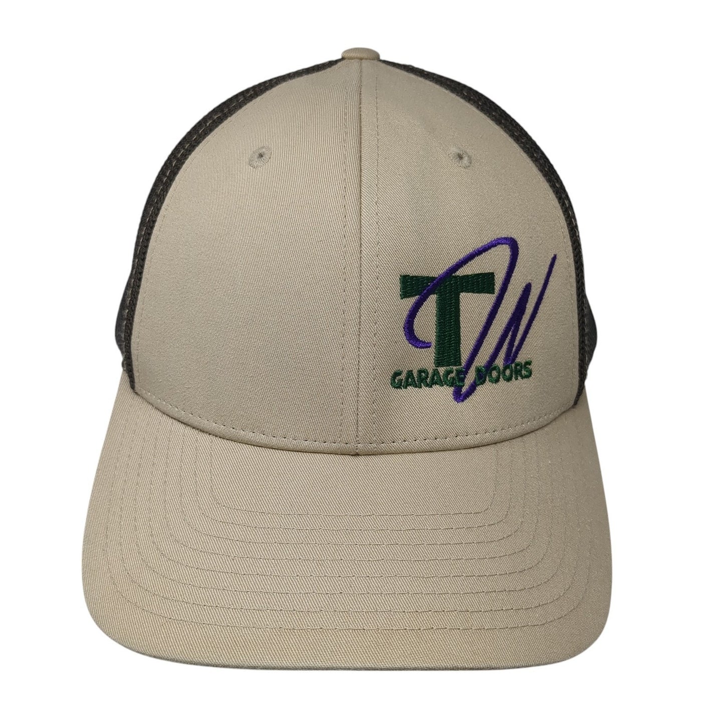 TW Garage Doors Fitted Trucker Hat Brown XL Embroidered Mesh Back Richardson