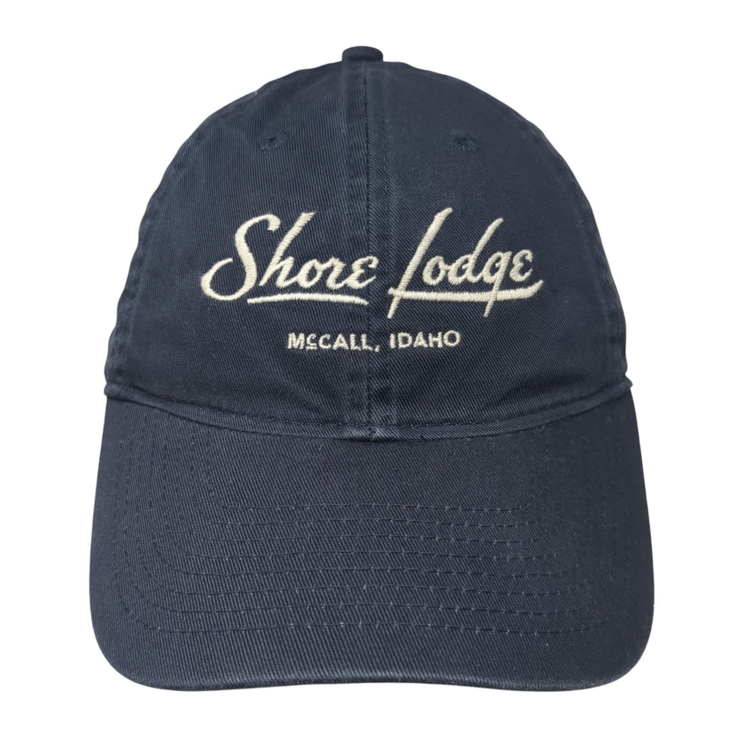 Shore Lodge Slideback Hat Blue One Size McCall Idaho Legacy 6 Panel