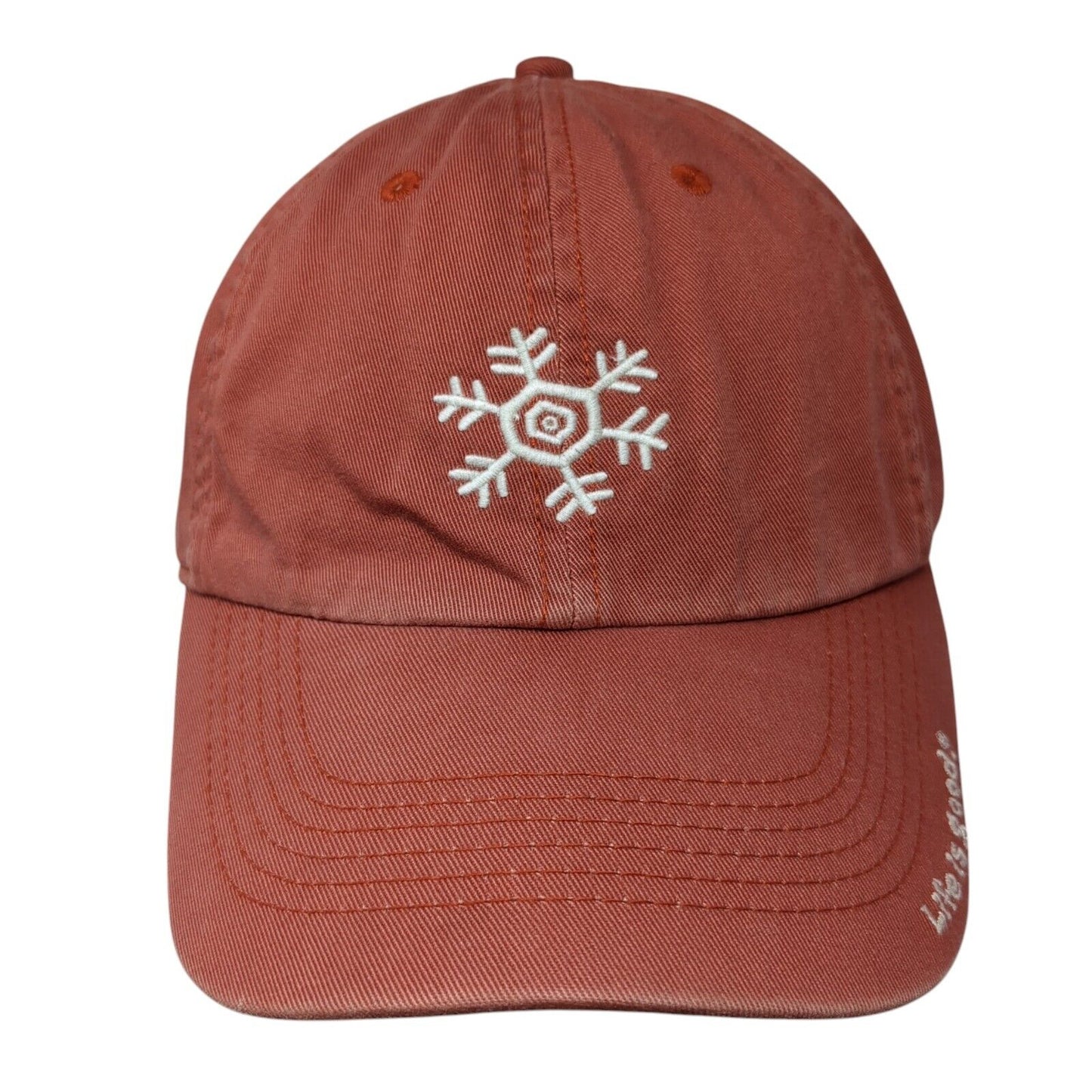 Life is Good Snowflake Slideback Hat Red One Size Adjustable Embroidered Cotton