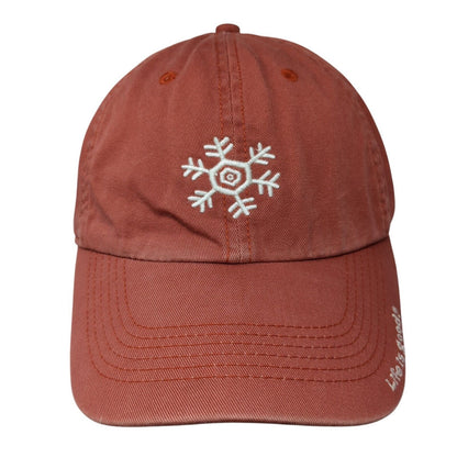 Life is Good Snowflake Slideback Hat Red One Size Adjustable Embroidered Cotton