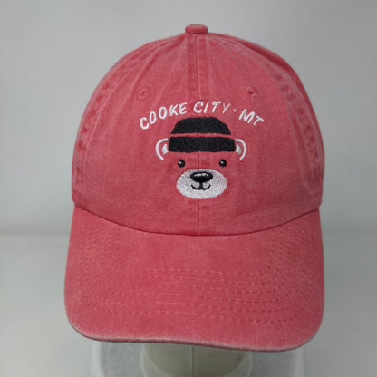 Cooke City MT Strapback Hat Red One Size Adjustable Embroidered Fahrenheit