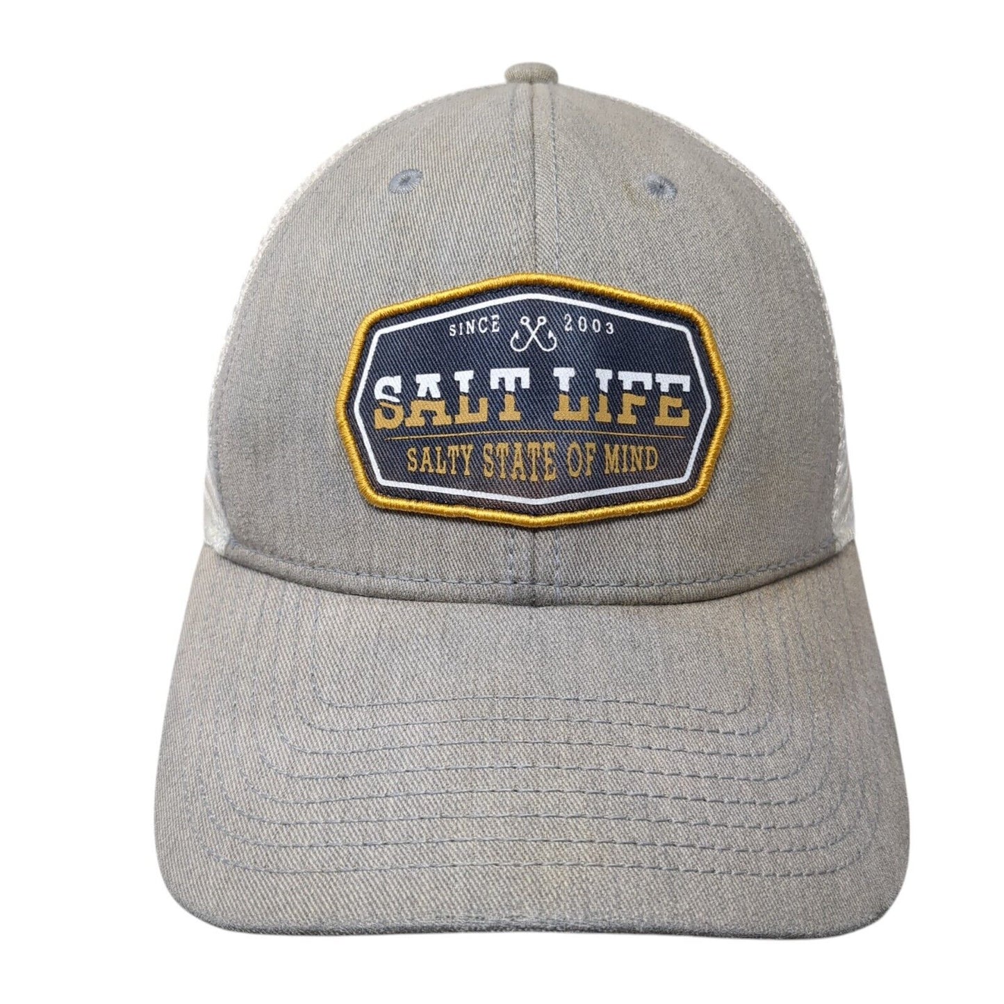 Salt Life Salty State of Mind Since 2003 Snapback Trucker Hat Gray OS Mesh Back