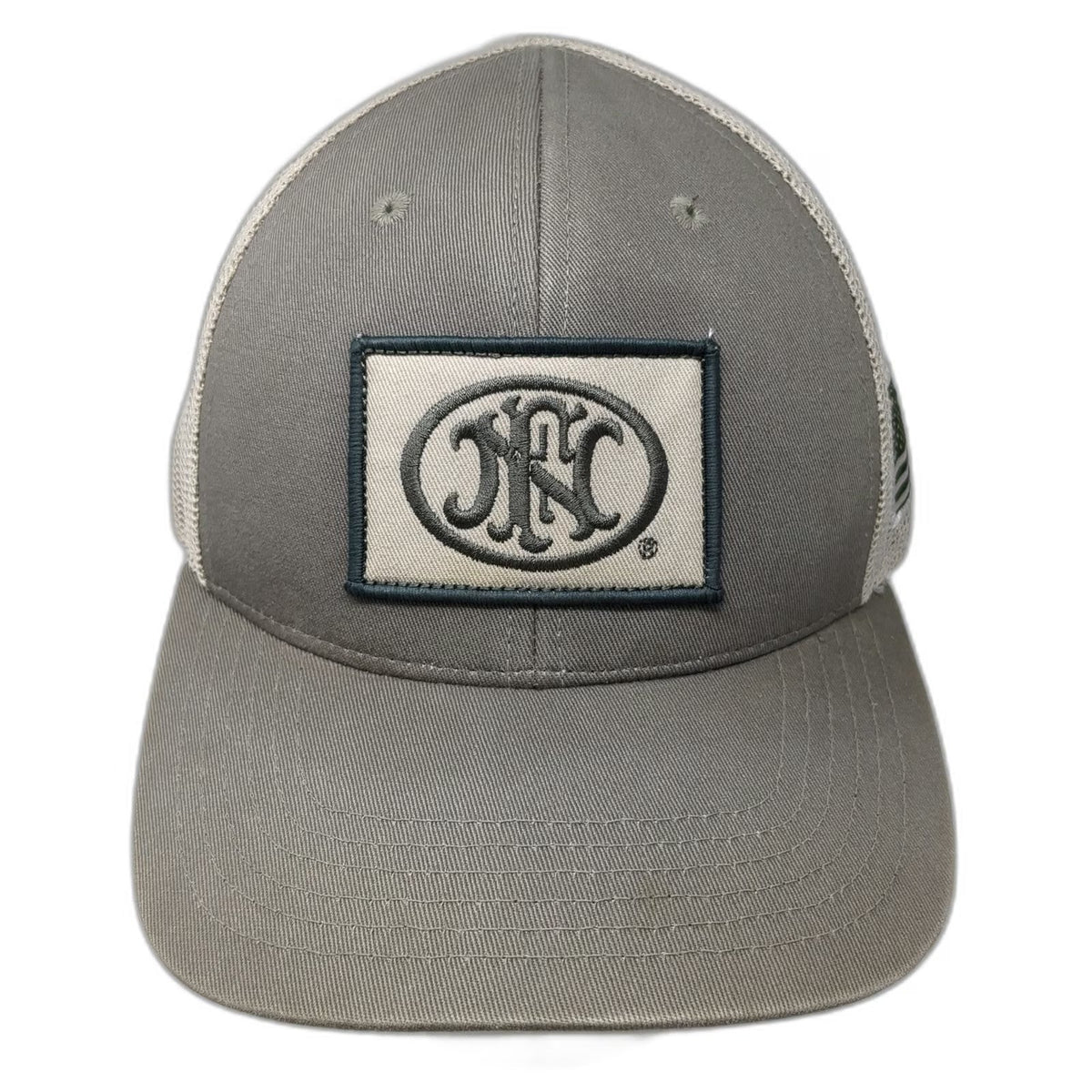 FN Herstal Trucker Hat Gray One Size Mesh Back US Flag Snapback Tactical Patch