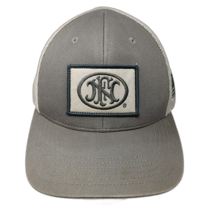 FN Herstal Trucker Hat Gray One Size Mesh Back US Flag Snapback Tactical Patch