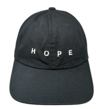 Yupoong Baseball Cap Black One Size Hope Embroidery Adjustable Slideback Hat