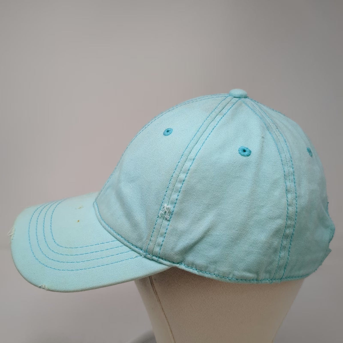 American Eagle Baseball Cap Blue One Size Distressed Cotton Slideback Plain Hat