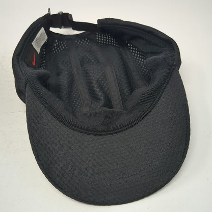 Nike Baseball Cap Black 5 Panel Mesh Breathable Strapback Swoosh Hat Vintage