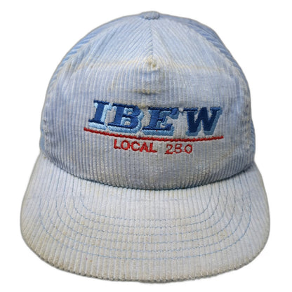 IBEW Local 280 Blue Red Green Trucker Hat One Size Snapback Corduroy USA Union