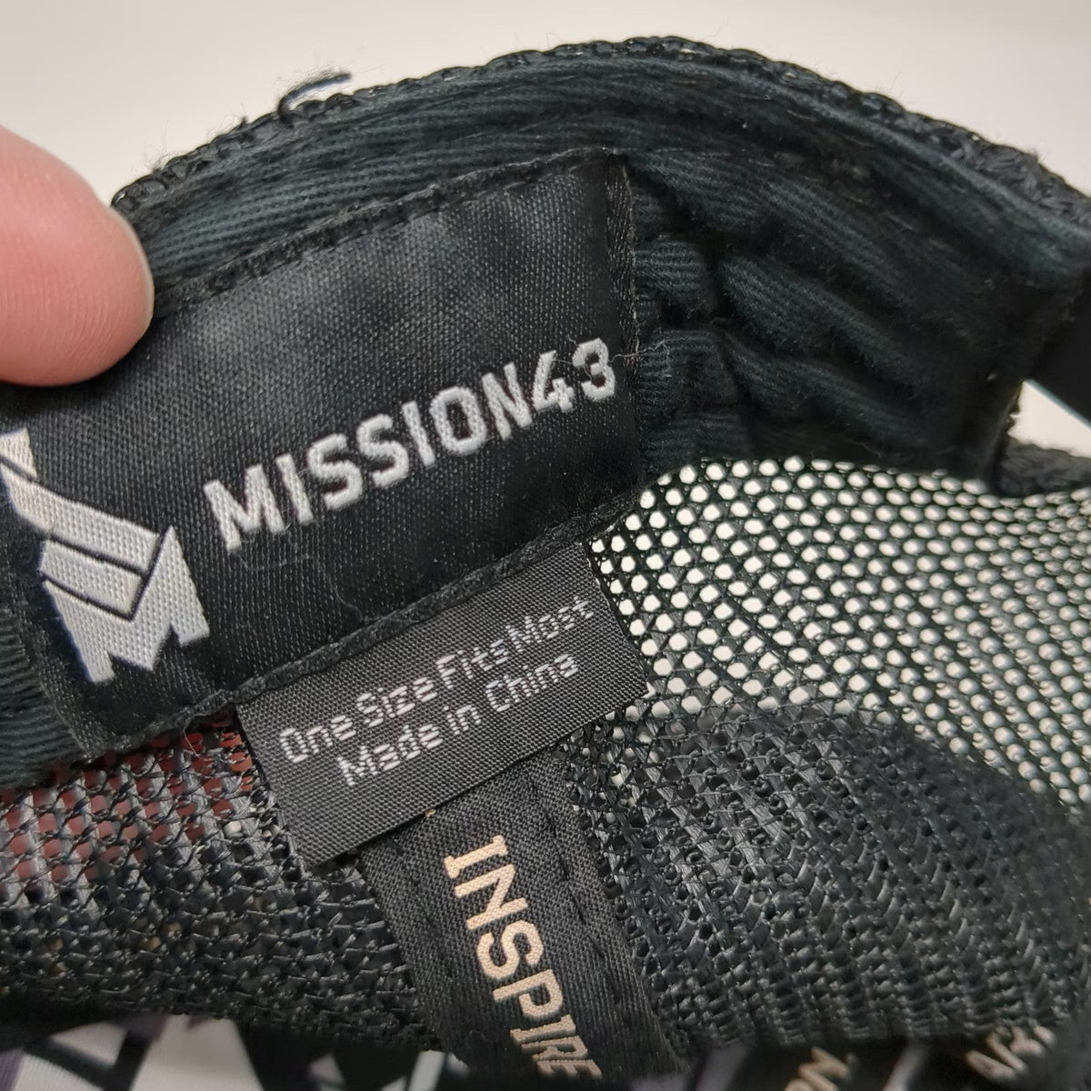 Mission43 Trucker Hat Black One Size Mesh Back Snapback Logo Underbrim Camo