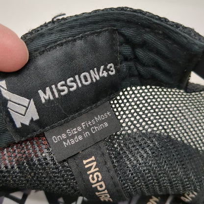 Mission43 Trucker Hat Black One Size Mesh Back Snapback Logo Underbrim Camo