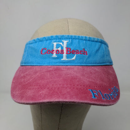 Lucky 7 Women's Strapback Hat Blue Pink Embroidered Cocoa Beach Florida Logo