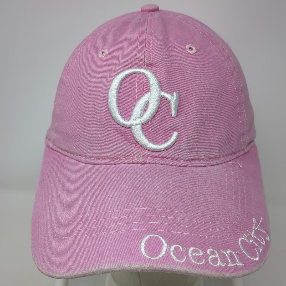 Lucky 7 USA Baseball Cap Pink One Size Embroidered Ocean City Strapback Hat