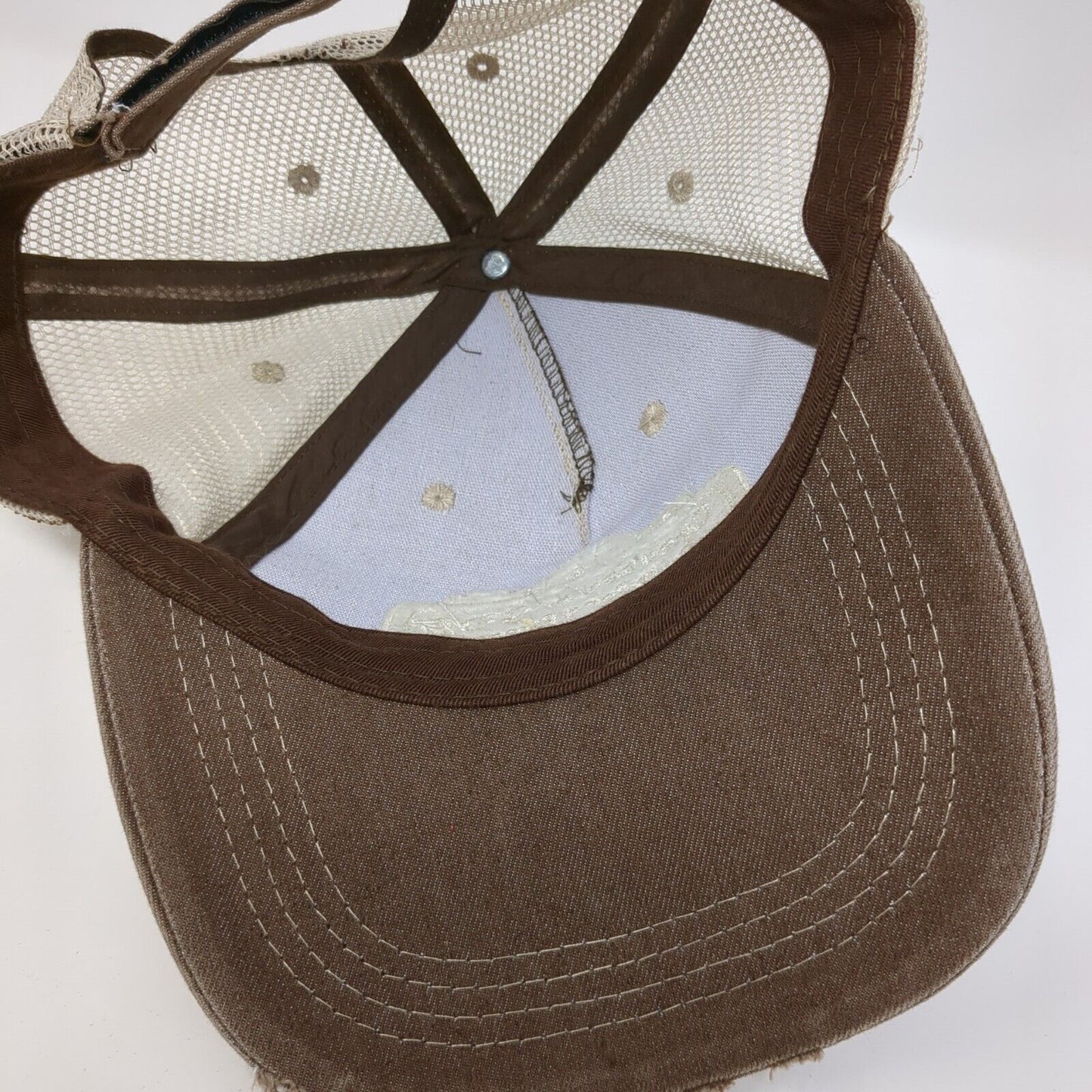 Created by God Built For A Purpose Strapback Hat Brown OS Adjustable Distressed